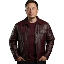 Elon Musk Maroon Leather Jacket